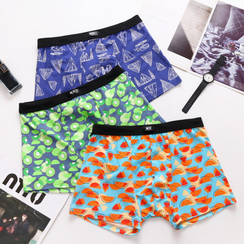 MR Printed Pattern Boxer Polyester Underwear Men Brief Trunk S5 - Progress  Socks
